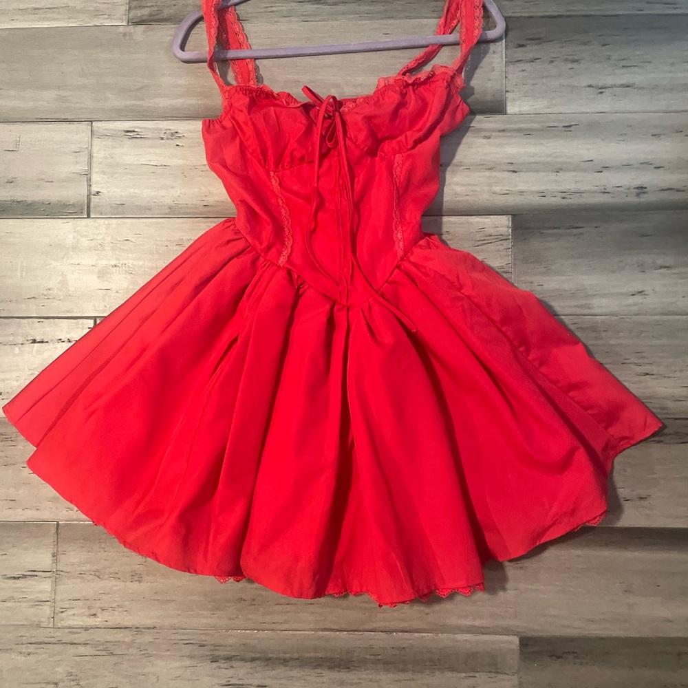 Red Lace-Up Dress